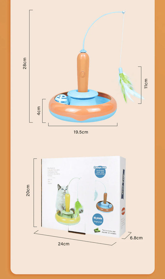 2-in-1 Interactive Cat Toy – Feather Spinner & Turntable for Self-Play Fun